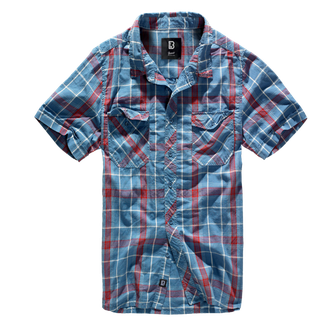 Brandit Roadstar košeľa s krátkymi rukávmi, červená/modrá