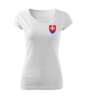 DRAGOWA dámske tričko malý farebný Slovenský znak, biela
