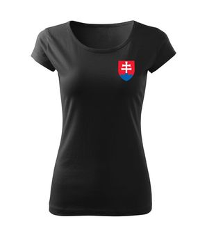 DRAGOWA dámske tričko malý farebný Slovenský znak, čierna