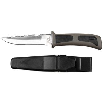 Fox Outdoor Potápačský nôž, čierny, gumová rukoväť, s puzdrom
