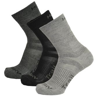 HUSKY ponožky Trail 3 Pack, čierna/antracit/svetlá sivá