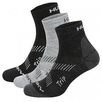 HUSKY ponožky Trip 3Pack, čierna/svetlá sivá/tmavá sivá