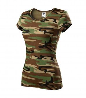 Malfini Camouflage dámske maskáčové tričko, brown, 150g/m2