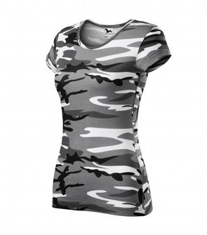 Malfini Camouflage dámske maskáčové tričko, grey, 150g/m2