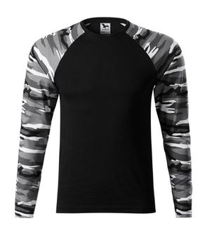 Malfini Camouflage tričko s dlhým rukávom, grey, 160g/m2
