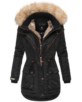 Marikoo Grinsekatze dámska zimná bunda s kapucňou, čierna