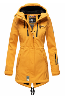 Marikoo ZIMTZICKE dámska zimná softshell bunda s kapucňou, amber žltá