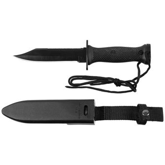 MFH Bojový nôž MK3 s plastovou rukoväťou a puzdrom, čierny