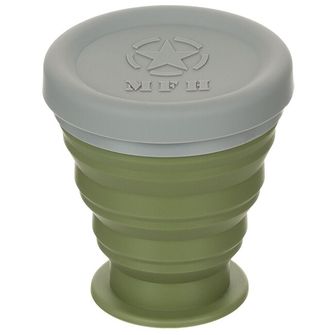 MFH Skladací pohár s viečkom, silikónový, OD zelený, 200 ml