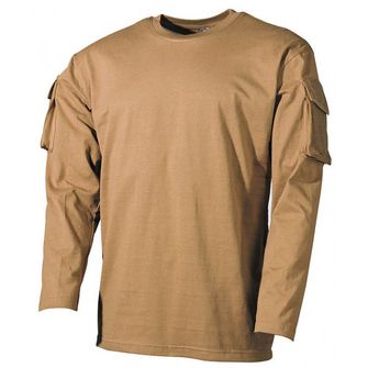MFH US Coyote dlhé tričko s velcro vreckami na rukávoch, 170g/m2