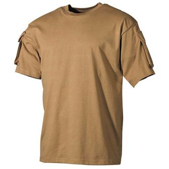 MFH US Coyote tričko s velcro vreckami na rukávoch, 170g/m2