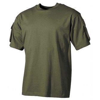 MFH US olivové tričko s velcro vreckami na rukávoch, 170g/m2