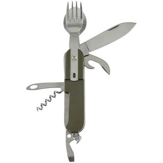 MFH Vreckový nôž s vidličkou a lyžicou, zelený