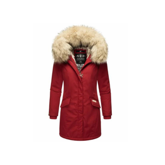 Navahoo Cristal dámska zimná bunda s kapucňou a kožušinou, blood red