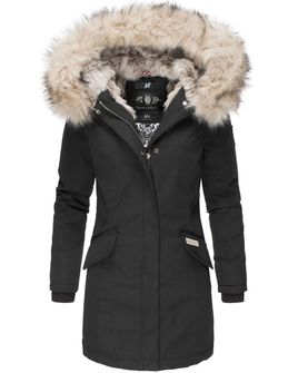 Navahoo Cristal dámska zimná bunda s kapucňou a kožušinou, čierna