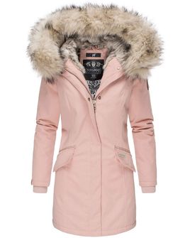 Navahoo Cristal dámska zimná bunda s kapucňou a kožušinou, ružová