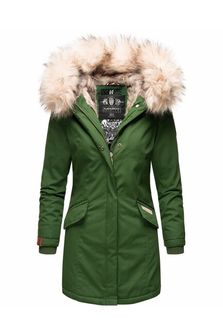 Navahoo Cristal dámska zimná bunda s kapucňou a kožušinou, zelená