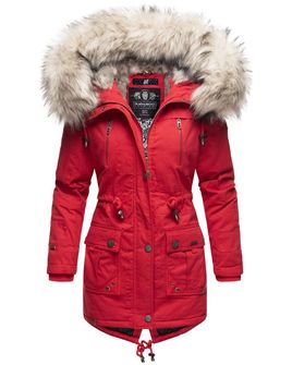 Navahoo Honigfee dámska zimná bunda s kapucňou a kožušinou, červená
