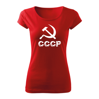 DRAGOWA dámske krátke tričko cccp, červená 150g/m2
