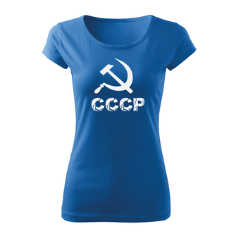 DRAGOWA dámske krátke tričko cccp, modrá 150g/m2