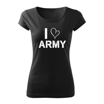 DRAGOWA dámske krátke tričko i love army, čierna 150g/m2