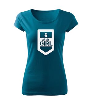 DRAGOWA dámske tričko army girl, petrol blue 150g/m2
