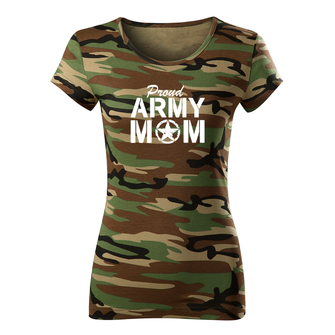 DRAGOWA dámske tričko army mom, maskáčová 150g/m2