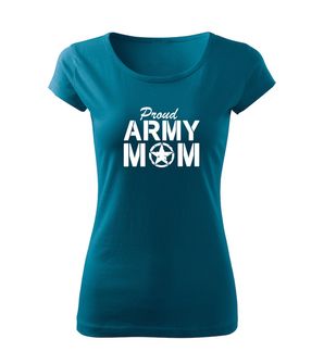 DRAGOWA dámske tričko army mom, petrol blue 150g/m2