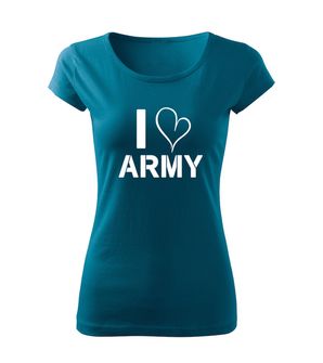 DRAGOWA dámske tričko i love army, petrol blue 150g/m2