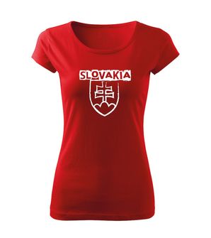 DRAGOWA dámske tričko slovenský znak s nápisom, červená 150g/m2