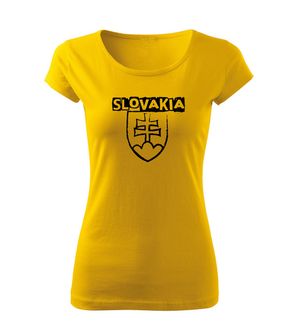 DRAGOWA dámske tričko slovenský znak s nápisom,žltá 150g/m2