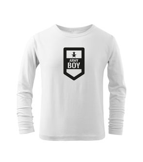 DRAGOWA Detské dlhé tričko Army boy, biela