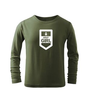 DRAGOWA Detské dlhé tričko Army girl, olivová