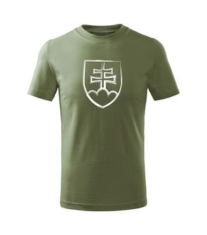 DRAGOWA Detské krátke tričko Slovenský znak, olivová