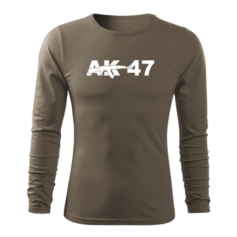 DRAGOWA Fit-T tričko s dlhým rukávom AK-47, olivová 160g/m2