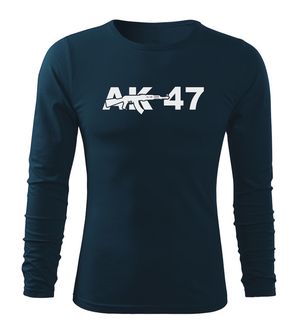 DRAGOWA Fit-T tričko s dlhým rukávom AK-47, tmavomodrá 160g/m2
