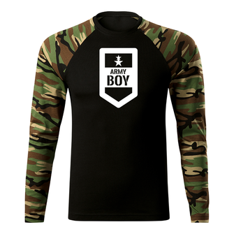 DRAGOWA Fit-T tričko s dlhým rukávom army boy, woodland 160g/m2