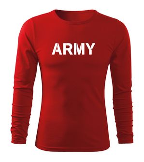 DRAGOWA Fit-T tričko s dlhým rukávom army, červená 160g/m2
