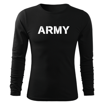 DRAGOWA Fit-T tričko s dlhým rukávom army, čierna 160g/m2