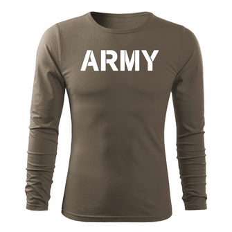 DRAGOWA Fit-T tričko s dlhým rukávom army, olivová 160g/m2