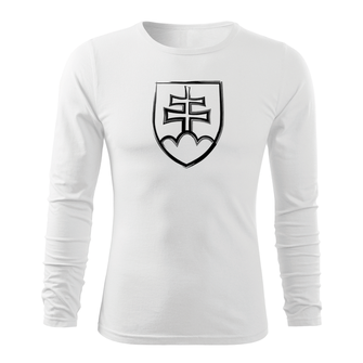 DRAGOWA Fit-T tričko s dlhým rukávom slovenský znak, biela 160g/m2