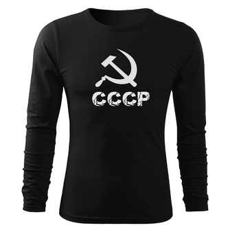 DRAGOWA Fit-T tričko s dlhým rukávom cccp, čierna 160g/m2