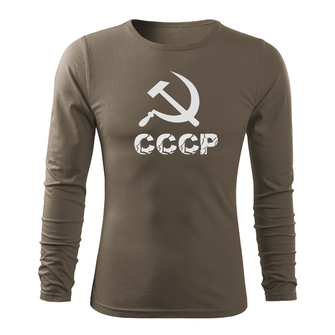 DRAGOWA Fit-T tričko s dlhým rukávom cccp, olivová 160g/m2