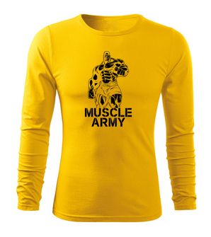 DRAGOWA Fit-T tričko s dlhým rukávom muscle army man, žltá 160g/m2
