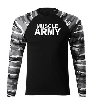 DRAGOWA Fit-T tričko s dlhým rukávom muscle army, metro 160g/m2