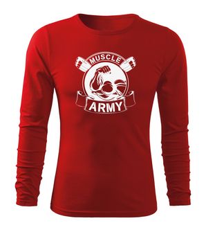DRAGOWA Fit-T tričko s dlhým rukávom muscle army original, červená 160g/m2