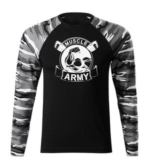 DRAGOWA Fit-T tričko s dlhým rukávom muscle army original, metro 160g/m2
