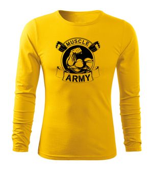 DRAGOWA Fit-T tričko s dlhým rukávom muscle army original, žltá 160g/m2