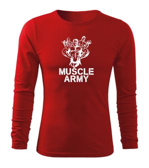 DRAGOWA Fit-T tričko s dlhým rukávom muscle army team, červená 160g/m2
