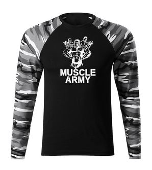 DRAGOWA Fit-T tričko s dlhým rukávom muscle army team, metro 160g/m2
